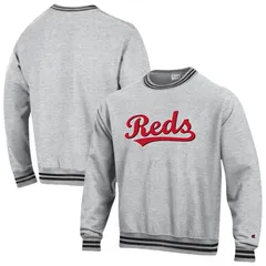 チャンピオン レディース トップス Tシャツ スウェット Mens Champion Heather Gray Cincinnati Reds Reverse Weave Sweatshirt Red Grey グレー