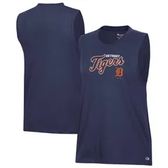 【送料無料】 チャンピオン レディース Tシャツ トップス Womens Champion Navy Detroit Tigers Muscle Tank Top Tgr Navy