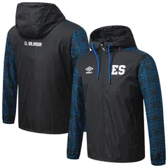 アンブロ レディース アウター ジャケット・ブルゾン Mens Umbro Black El Salvador National Team FullZip Hooded Rain Jacket Socのサムネイル