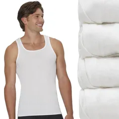 ヘインズ レディース トップス シャツ コットン Mens Hanes 4pk ComfortBlend CottonBlend Tank Undershirts White ホワイトのサムネイル
