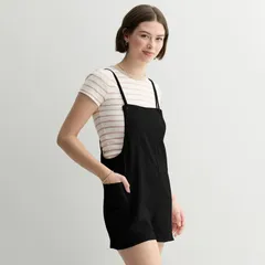 【送料無料】 エスオー レディース ワンピース トップス Juniors SO Shortalls Black Luxe