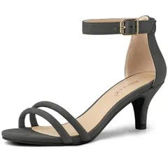 【送料無料】 アレグラ ケー レディース パンプス シューズ Womens Kitten Heel Ankle Strap Sandals Shoes Gray