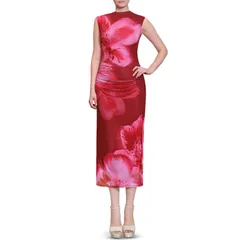 マッデンガール レディース トップス ワンピースタンドネック ギャザー マキシ Juniors madden girl Funnel Neck Ruched Maxi Dress Berry Combo