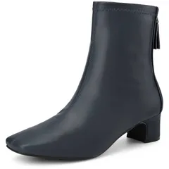 【送料無料】 アレグラ ケー レディース ブーツ・レインブーツ シューズ Womens Square Toe Block Heels Ankle Boots Navy Blue
