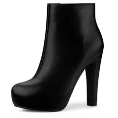 【送料無料】 アレグラ ケー レディース ブーツ・レインブーツ シューズ Womens Platform Chunky Heel Ankle Boots Black