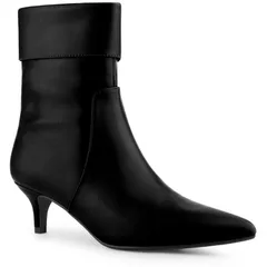 アレグラ ケー レディース シューズ ブーツ・レインブーツ アンクル ヒール ALLEGRA K Womens Pointed Toe Side Zip Kitten Heel Ankle Boots Black ブラック