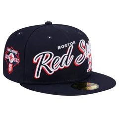 ニューエラ レディース アクセサリー 帽子 Mens New Era Navy Boston Red Sox Script Sided 59FIFTY Fitted Hat Rsx Navy ネイビー