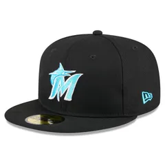 ニューエラ レディース アクセサリー 帽子 Mens New Era Black Miami Marlins 2024 Fathers Day 59FIFTY Fitted Hat Mrl Black ブラック