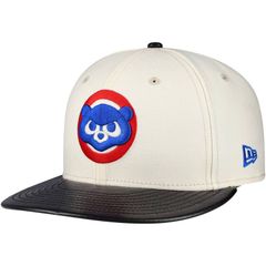 뉴엘라 여성 액세서리 모자 가죽 Mens New Era Cream Chicago Cubs Game Night Leather Visor 59FIFTY Fitted Ha