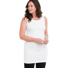 Ellos レディース トップス Tシャツ プラスサイズ ノースリーブ ellos Plusize Long Sleeveless Tank White ホワイト