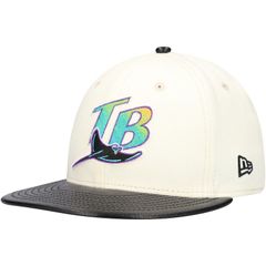 뉴엘라 여성 액세서리 모자 가죽 Mens New Era Cream Tampa Bay Rays Game Night Leather Visor 59FIFTY Fitted