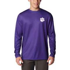 コロンビア レディース トップス Tシャツ Mens Columbia Purple Clemson Tigers Terminal Shot OmniShade Long Sleeve TShirt Clm Purple パープル