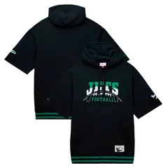 ミッチェルネス レディース トップス Tシャツ パーカー Mens Mitchell Ness Black New York Jets PreGame Short Sleeve Pullover Ho