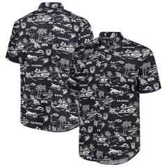 レインスプーナー レディース トップス Tシャツ プリント Mens Reyn Spooner Black Las Vegas Raiders ThrowbackekaiPrint ButtonUpのサムネイル