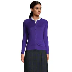 【送料無料】 ランズエンド レディース ニット・セーター アウター Womens Lands End Cotton Modal Cardigan Sweater Deep Purple