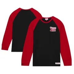 【送料無料】 アンブランデッド レディース Tシャツ トップス Mens Mitchell Ness Black Oklahoma Sooners Legendary Slub Raglan Long Sleeve TShirt Okl Black