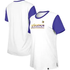 【送料無料】 ニューエラ レディース Tシャツ トップス Womens New Era WhitePurple Minnesota Vikings Third Down Colorblock TShirt Mvk White
