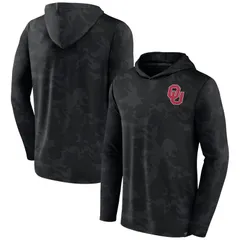 【送料無料】 アンブランデッド レディース Tシャツ トップス Mens Fanatics Branded Black Oklahoma Sooners Camo Hoodie Long Sleeve TShirt Okl Black