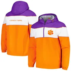 カール バンクス レディース アウター ジャケット・ブルゾン パーカー Mens GIII Sports by Carl Banks Orange Clemson Tigers Center Line HalfZip Raglan Hoodie Jacket