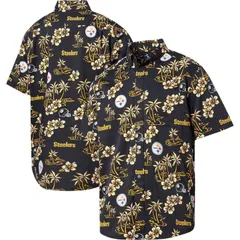 レインスプーナー レディース トップス Tシャツ Mens Reyn Spooner Black Pittsburgh Steelers Kekai ButtonUp Shirt Stl Blackのサムネイル