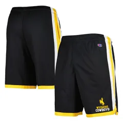 【送料無料】 チャンピオン レディース ハーフパンツ・ショーツ ボトムス Mens Champion Black Wyoming Cowboys Basketball Shorts Wyo Black