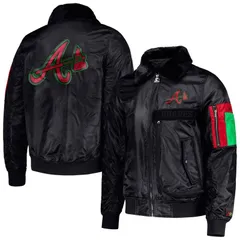 スターター レディース アウター ジャケット・ブルゾン サテン Menstarter x Ty Mopkins Black Atlanta Braves Black History Month Satのサムネイル