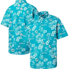レインスプーナー レディース トップス Tシャツ Mens Reyn Spooner Aqua Miami Dolphins Kekai ButtonUp Shirt Dol Turq A アクアのサムネイル