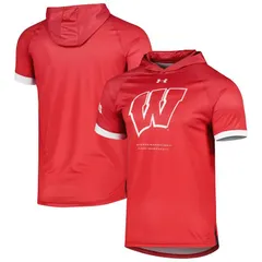 アンダーアーマー レディース トップス Tシャツ パーカー Mens Under Armoured Wisconsin Badgers OnCourt Raglan Hoodie TShirt Wis Red レッド