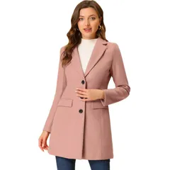 【送料無料】 アレグラ ケー レディース ジャケット・ブルゾン アウター Womens Notched Lapel Long Sleeves Single Breasted Winter Long Coat Dusty Pink