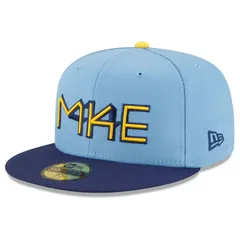 【送料無料】 ニューエラ レディース 帽子 アクセサリー Mens New Era Powder Blue Milwaukee Brewers 2022 City Connect 59FIFTY Fitted Hat Brw Light