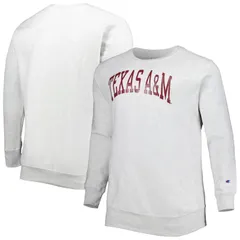 チャンピオン レディース トップス Tシャツ クルーネック スウェットール フリース Mens Champion Heathered Gray Texas AM Aggies Big Tall Reverse Weave Fleece Crewneck Pul