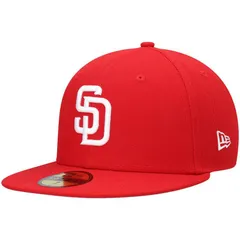 ニューエラ レディース アクセサリー 帽子 ロゴ Mens New Era Red San Diego Padres White Logo 59FIFTY Fitted Hat Pad Red レッド