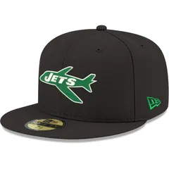【送料無料】 ニューエラ レディース 帽子 アクセサリー Mens New Era Black New York Jets Omaha Throwback 59FIFTY Fitted Hat Jet Black