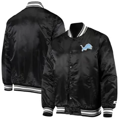 スターター レディース アウター ジャケット・ブルゾン サテン Menstarter Black Detroit Lions Lockeroom Satin Varsity FullSnap Jackのサムネイル