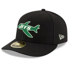 【送料無料】 ニューエラ レディース 帽子 アクセサリー Mens New Era Black New York Jets Omaha Throwback Low Profile 59FIFTY Fitted Hat Jet Black