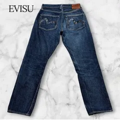 EVISU エヴィス No.2 LOT 2000 EVISU 黒カモメペイント セルビッチ ストレートデニム ボタンフライ デニム ジーンズ ジーパン 32インチ YAMANE アメカジ 日本製 ブラックカモメ B1111