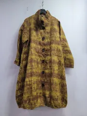 77)ボタンアップ ロング 麻 コート