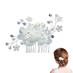 保管用袋付き トーン ラインス 髪飾り 真珠装飾 コーム ヘアー パール 花 AVILMORE