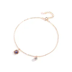 【新品】 足首ブレスレット レディース 925純銀 夢幻星 スター モチーフ アンクレット ブルーガラスクリスタル おしゃれ ギフト プレゼント 誕生日 0