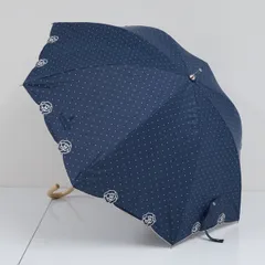 晴雨兼用日傘 LANVIN COLLECTION ランバンコレクション USED品 ドット ネイビー 刺繍 UV 遮光 A2627
