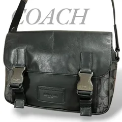 【MY0573】COACH コーチ トラック クロスボディバッグ ショルダーバッグ メッセンジャー PVC レザー シグネチャー ブラック 黒 グレー メンズ C3747