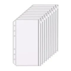 新品 YFFSFDC バインダーポケット 10個セット A6サイズ 6 穴ジッパーフォルダー システム手帳リフィル ファスナー ルーズリーフ PVC 防水 半透明 多功能 文房具 手帳用リフィル