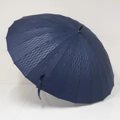 mabu マブ 傘  江戸 24本骨傘 USED美品 藍 長市松紋 江戸切子 和風モダン レトロ ネイビー 男女兼用 UV グラス骨 60cm  和装 着物 A3736のサムネイル