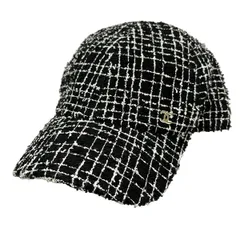CHANEL(シャネル) キャップ 黒×白 ツイード コットン