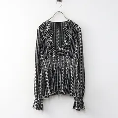 USA製 JPタグ アナスイ ANNA SUI フラワー刺繍 フリル襟 プルオーバーブラウス S ブラック┃黒 トップス シャツ【2400014906370】のサムネイル