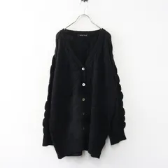 ミズイロインド mizuiro ind V neck pattern C/D パターン編みニットカーディガン ブラック┃黒 ビッグシルエット【2400014906349】