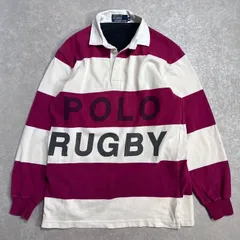 90s Polo By Ralph Lauren ポロラルフローレン ラガーシャツ ボーダー エンジホワイト M