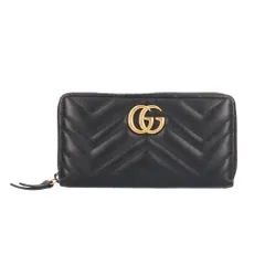 グッチ ジップアラウンドウォレット GGマーモント 長財布 レザー 443123 レディース  GUCCI  中古 グッチ
