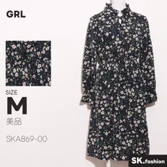 美品 GRL ワンピース ロングワンピース　長袖　ミディ丈　花柄　リボン付き