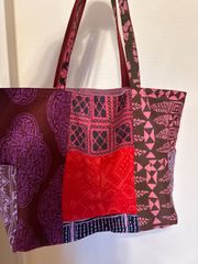 ラシット異素材ミックス パッチワーク トートバッグ - メルカリ